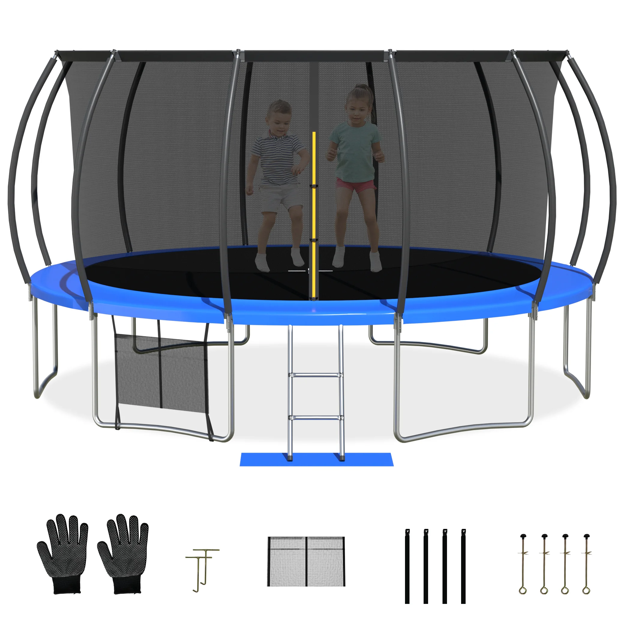 Richryce 16 FT Trampoline for Kids Adults with Safety Enclosure Net and Ladder,Outdoor Fitness Trampoline for Family, Easy Assembly