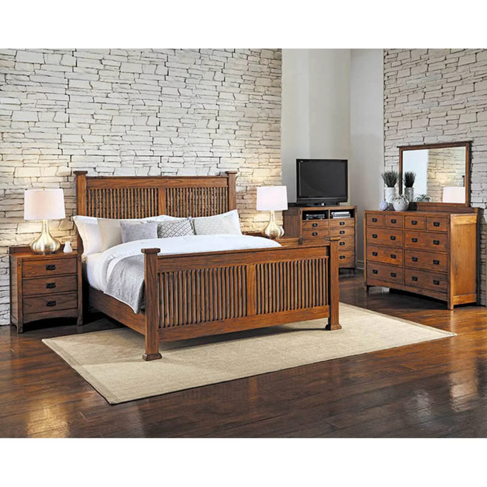 A-America Mission Hills Solid Wood Bedroom Nightstand in Harvest