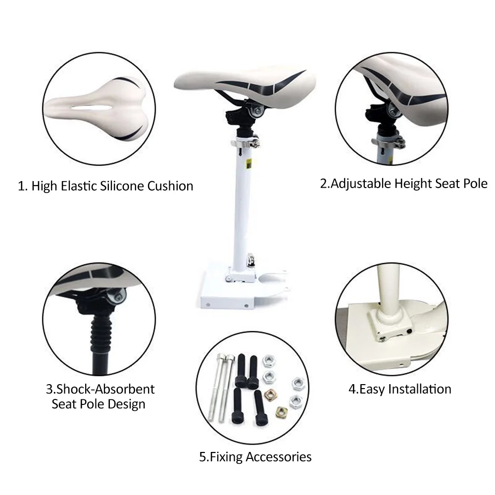 Radirus Electric Skateboard Saddle with Adjustable Height, Foldable Design, Absorbing Folding Seat Chair Replacement for M365, Scooter Seat for Long-Distance Commutes
