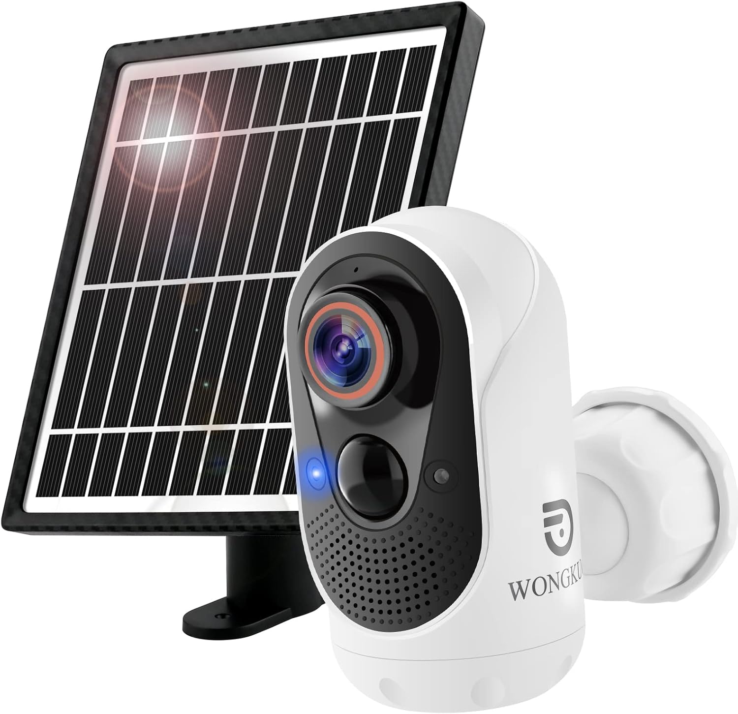 Solar Security Camera Outdoor Wireless- WONGKUO 170&deg; Wide View WiFi Solar Battery Powered Camera 1080P Smart Home Security Camera Free Cloud Storage Night Vision Motion Sensor 2-Way Talk