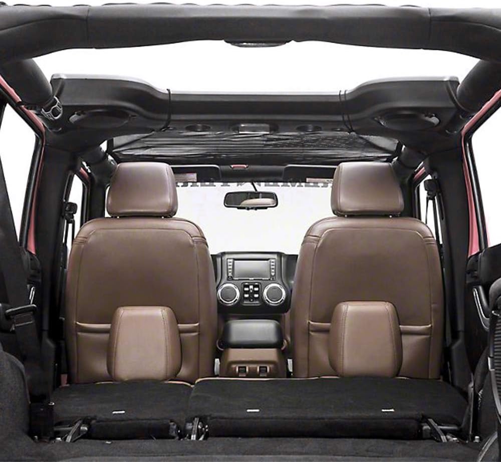 Savadicar Mesh Shade Top Sunshade Cover for 2007-2018 Jeep Wrangler JK JKU 2/4-Door, Provide UV Protection, Durable Polyester, Black