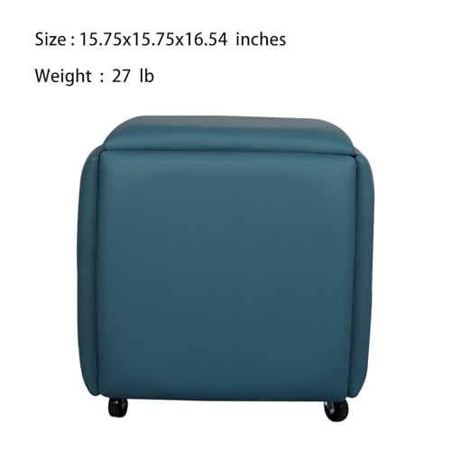 5 in 1 Nesting Ottoman Cube Chair, Stackable Stools, Leather Square Ottoman Bench, Foot Stool with Wheels for Living Room,Dining Room 15.75x15.75x16.54 inches