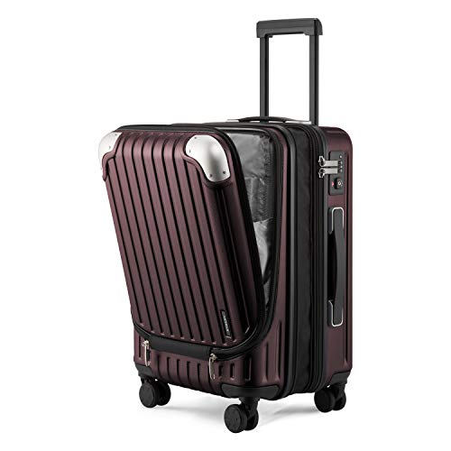 LEVEL8 Grace Carry on Luggage Airline Approved, 20 Inch Expandable Hardside Suitcases with wheels, Abs+Pc Harshell Spinner Luggages with Tsa Lock, Red
