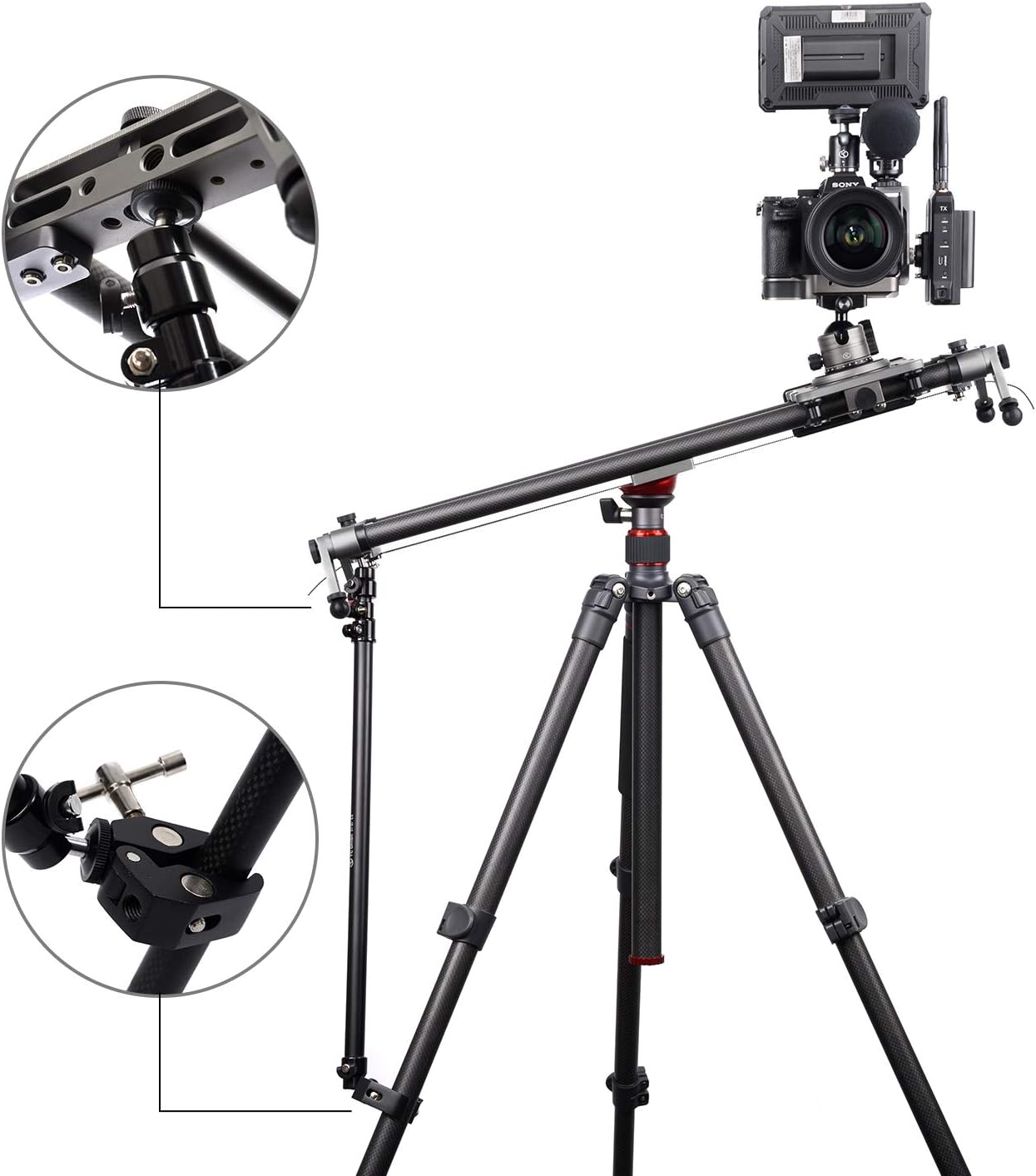YC Onion Camera Slider Support Arm Stabilizer, Tripod Support Arms for Increasing Stability, Lightweight, Adjustable Length (2 Arms in)
