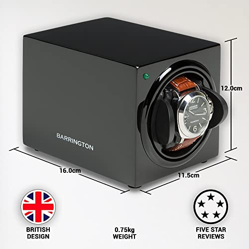 BARRINGTON Single Watch Winder for Automatic Watches with Silent Japanese Motor | Watch Winder for Luxury Brands | Adjustable TPD 650-1950 | AC Operated | Battery Backup
