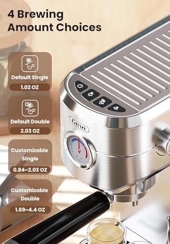 Gevi Espresso Expresso Machine 20 Bar with Auto Milk Frother, Professional Espresso Maker with Steam Wand, Compact Stainless Steel Cappuccino & Latte Machine, Gift for Coffee Lover, Home Baristas