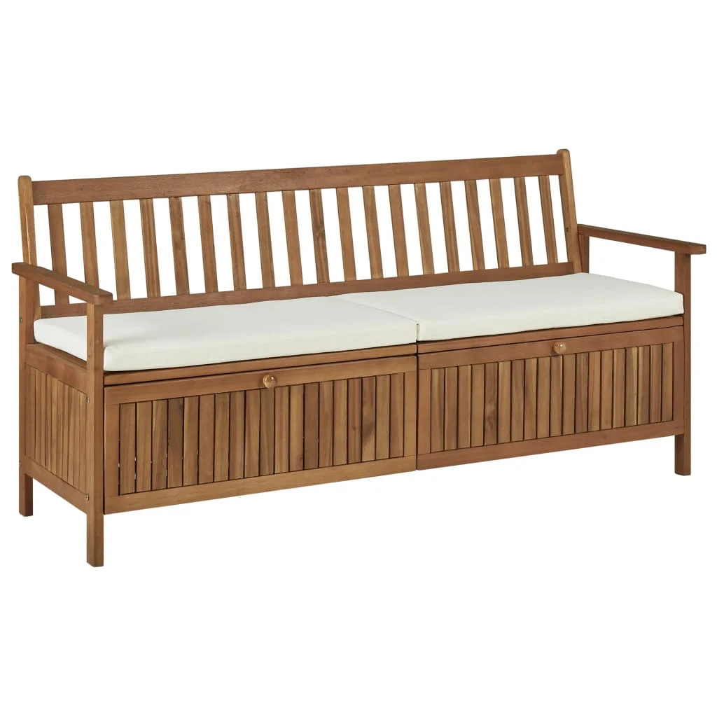 Storage Bench with Cushion 66.9" Solid Acacia Wood