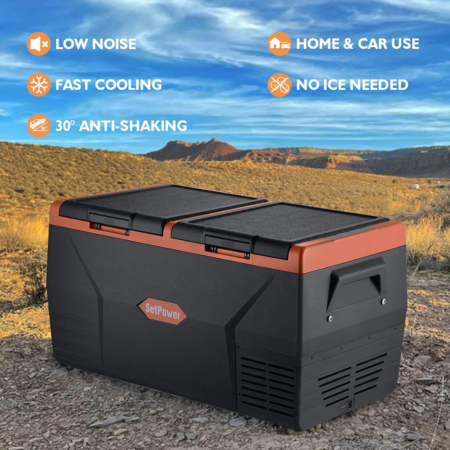SetPower TC75 12 Volt Refrigerator, Car Refrigerator, Portable Refrigerator, Portable Freezer Fridge, Electric Cooler, Power by 12/24V DC & 110-240V AC & Solar, Car and Home Use, Dual Zone, 0℉-50℉