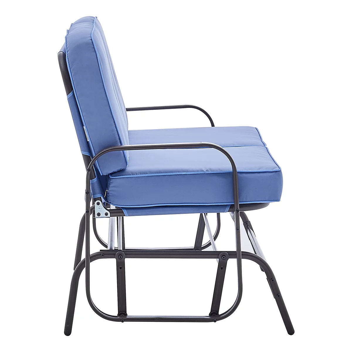Outdoor 2-Person Glider Patio Rocking Bench Loveseat with Cushioned Seat, Blue