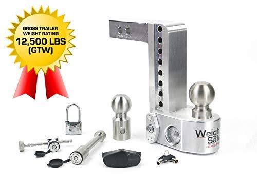 Weigh Safe WS8-2-SET 8x22 Drop Hitch, 2x22 Receiver 12,500 lbs GTW - Adjustable Aluminum Hitch Ball Mount w/Scale, 2 Stainless S