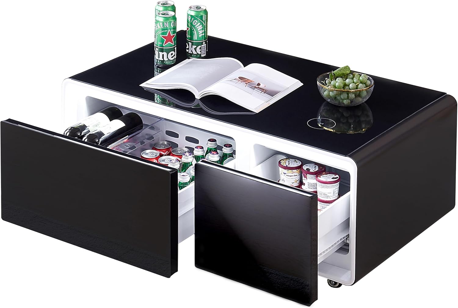 Smart Table Fridge, Multifunctional Coffee Table with Cooler and Frozen