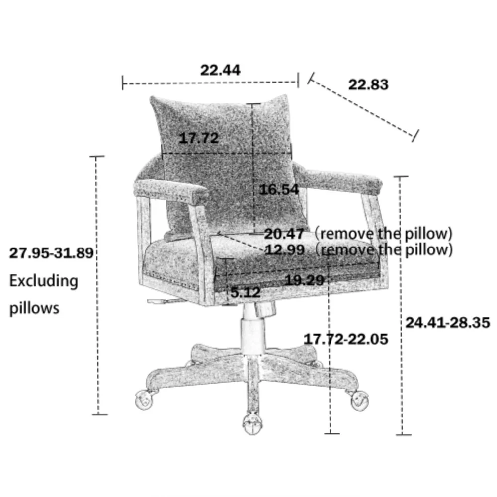 COOLMORE Computer Chair Office Chair Adjustable Swivel Chair Fabric Seat Home Study Chair Orange + Boucle