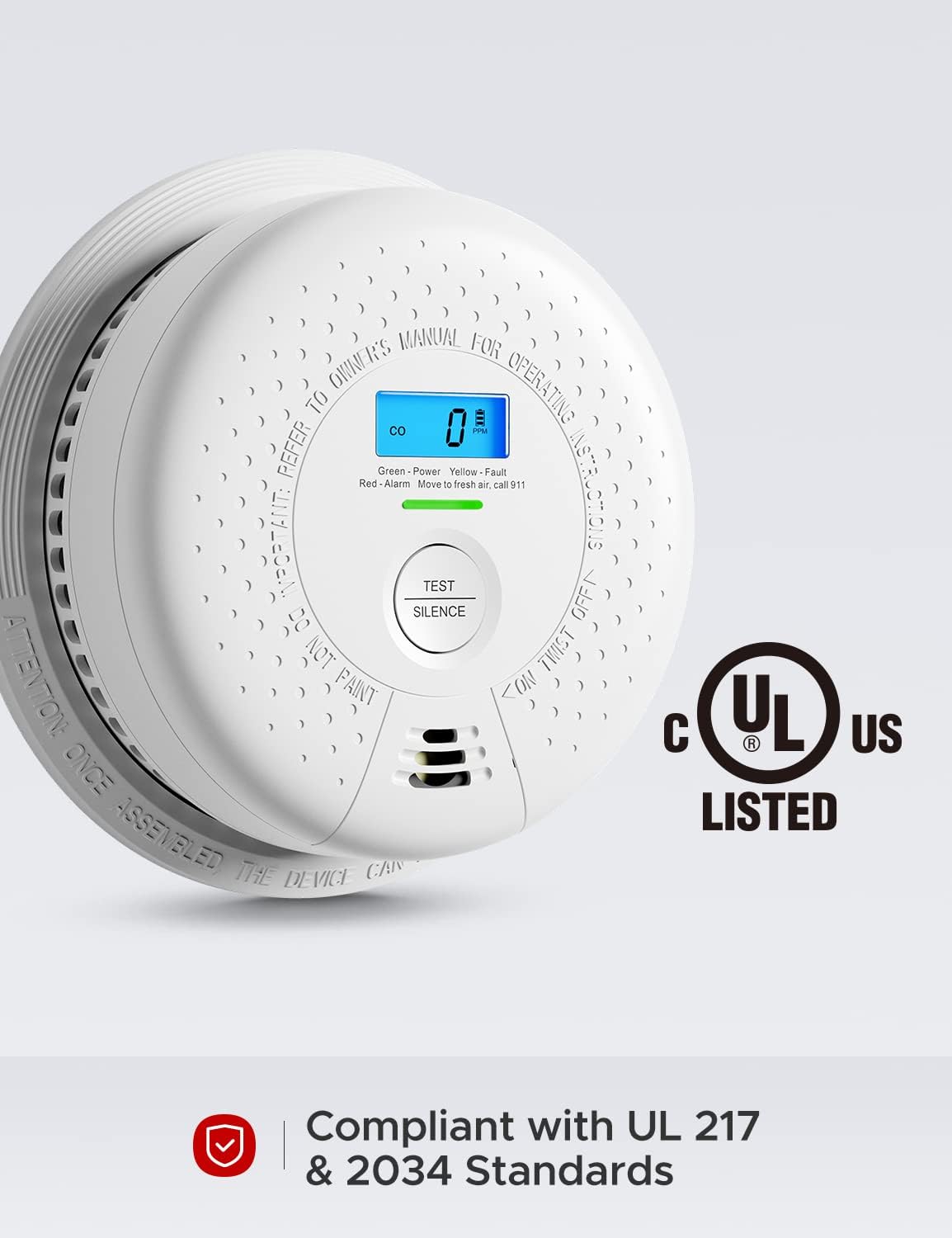 X-Sense 10 Year Battery (Not Hardwired) Smoke and Carbon Monoxide Detector with LCD Display, Dual Sensor Smoke CO Alarm Complies with UL 217 & UL 2034 Standards, Auto-Check, SC01