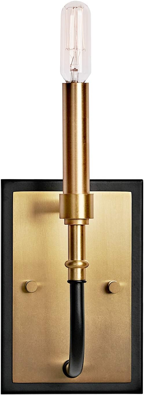 MOTINI 1-Light Farmhouse Gold Wall Sconces Black and Brushed Brass Finish Single Vanity Light for Bathroom, Bedroom, Kitchen, Living Room Wall Lighting Fixture, E12 Candelabra Sconces