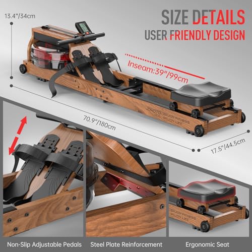 JOROTO Rowing Machines for Home Use, Foldable Rower Machine with Bluetooth Monitor, Tablet Holder Water Rowing Machine