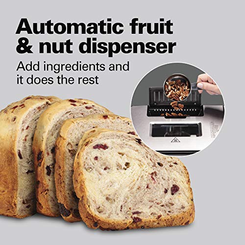Hamilton Beach Premium Dough & Bread Maker Machine with Auto Fruit and Nut Dispenser