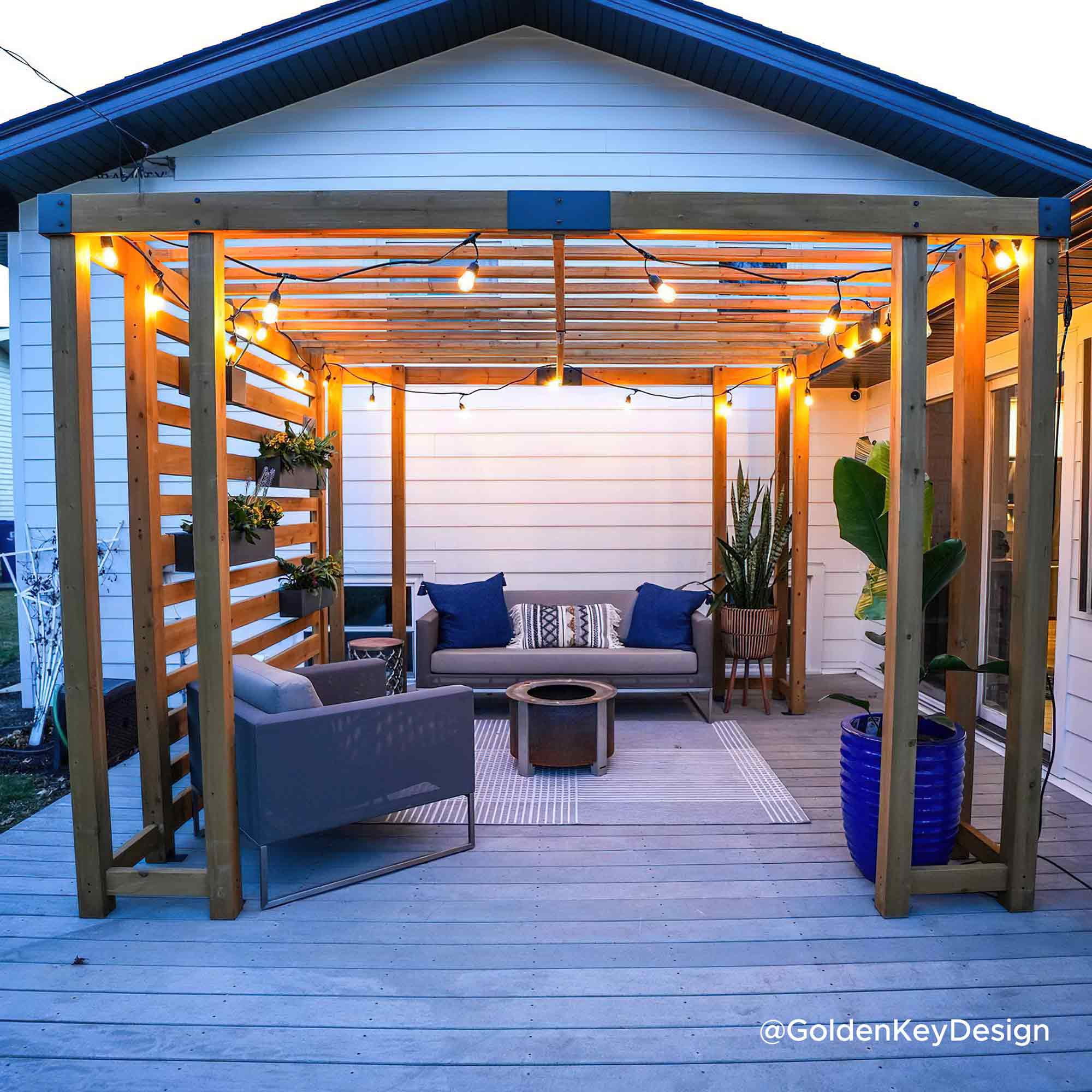 Sunjoy Sophia Outdoor Patio 10.5 ft. x 10 ft. Cedar Wood Pergola with Adjustable Hanging Planters