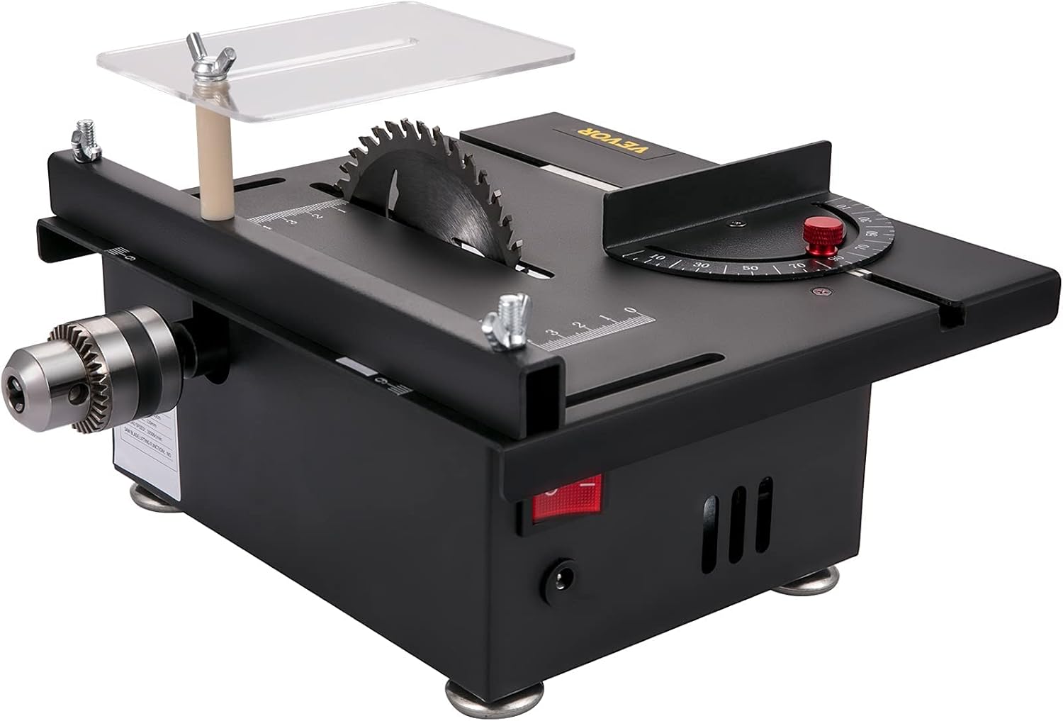 VEVOR Mini Table Saw, 96W Hobby Table Saw for Woodworking, 0-90 Angle Cutting Portable DIY Saw, 7-Level Speed Adjustable Multifunctional Table Saws, 1.3in Cutting Depth (Cutting/Polishing Set)