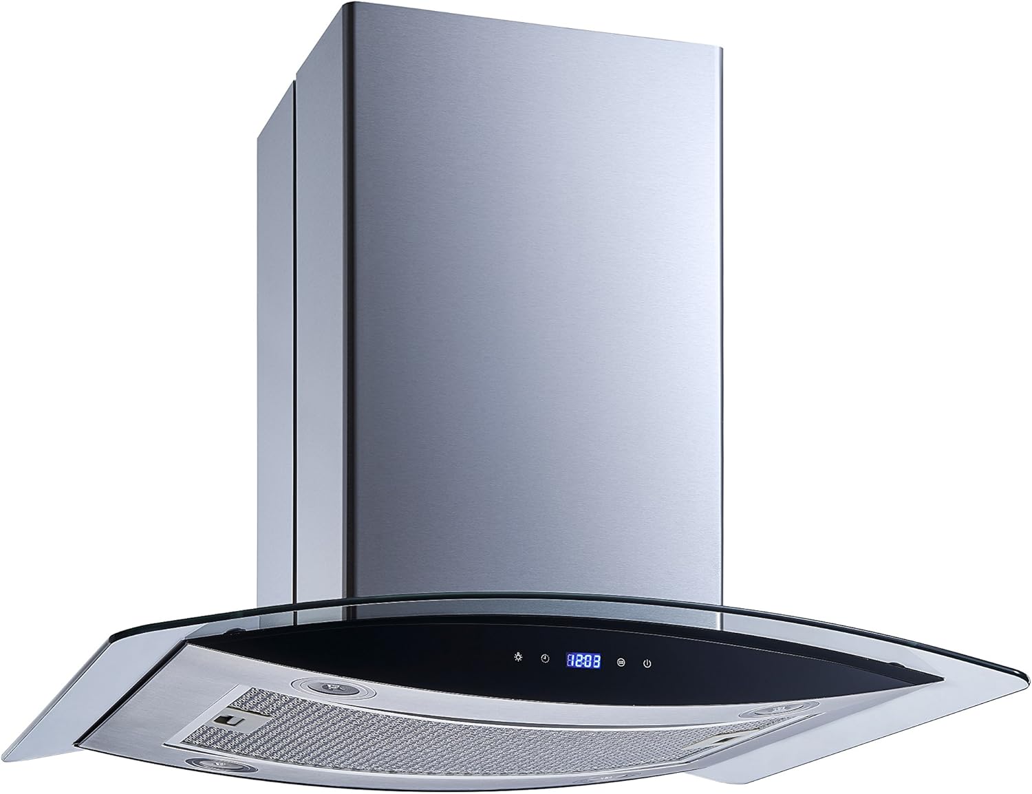 Winflo 30 In. Convertible Stainless Steel Glass Island Range Hood with Mesh Filter and Touch Sensor Control