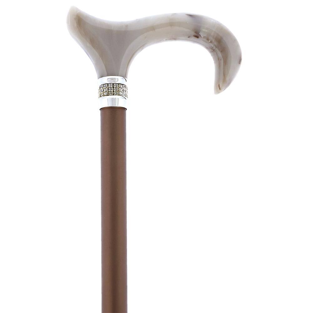 Royal Canes -Champagne Pearlz with Rhinestone Collar and Designer Adjustable Cane