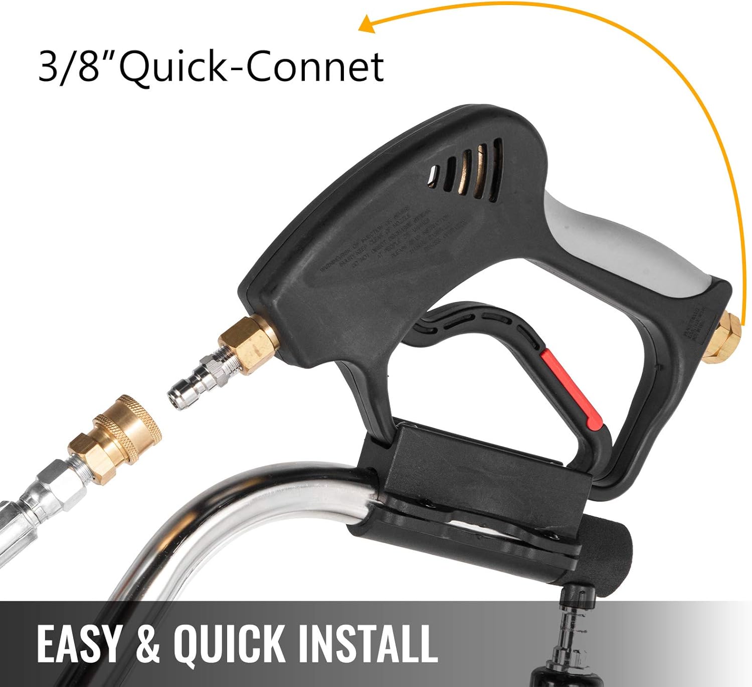 Happybuy Surface Cleaner 18 inch Flat Surface Cleaner for Pressure Washer 4000psi Pressure with 3/8 Quick Connector Surface Cleaner W/ Casters 10.5GPM Stainless Steel Rotating Rod & 3 Nozzle for Patio