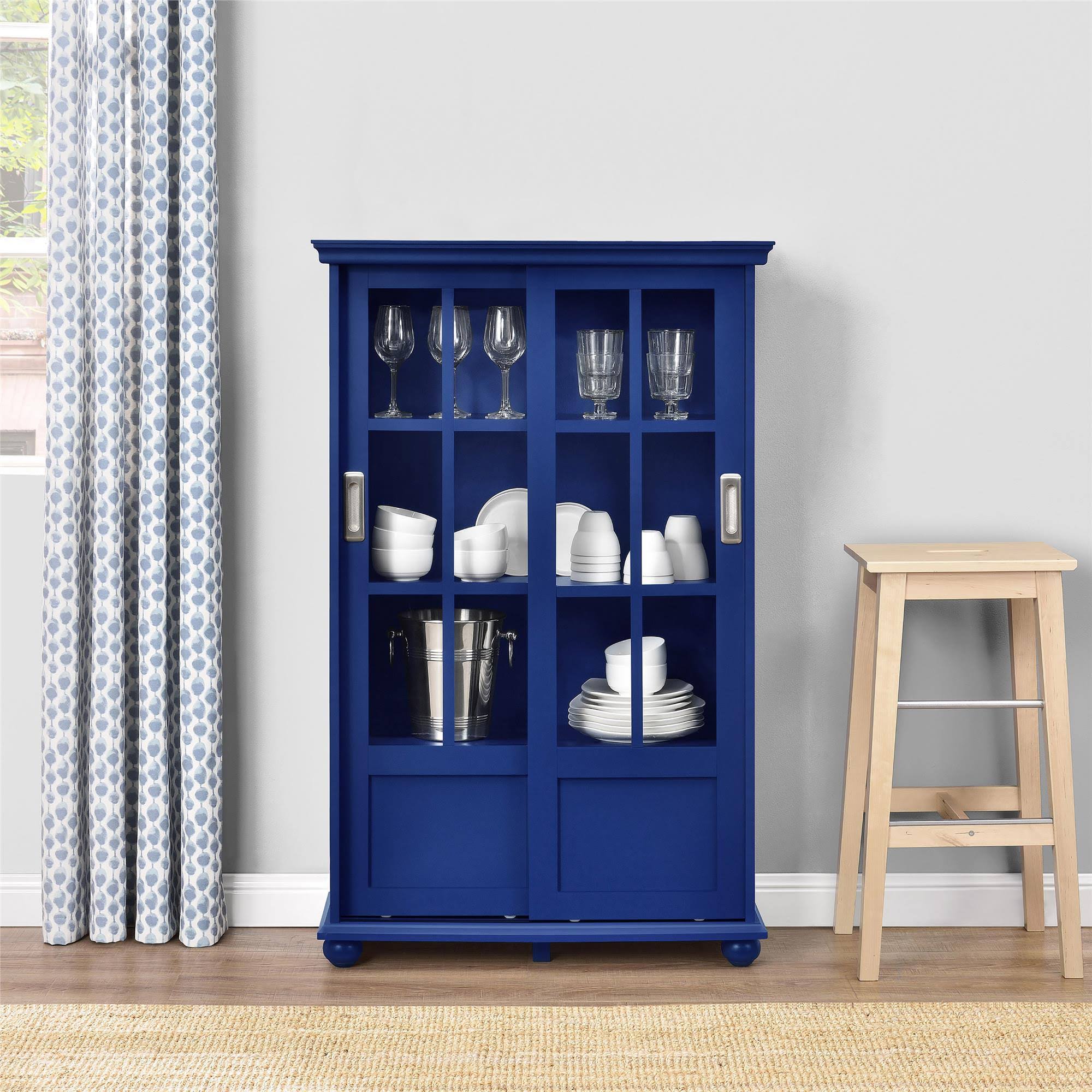 Sona Bookcase with Sliding Glass Doors, N/A / Blue