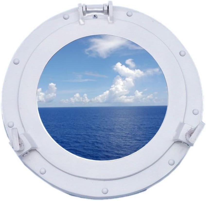 Hampton Nautical MC-1964-15White-W Brass Ship Porthole Window 15-White Nautical Home Decoration