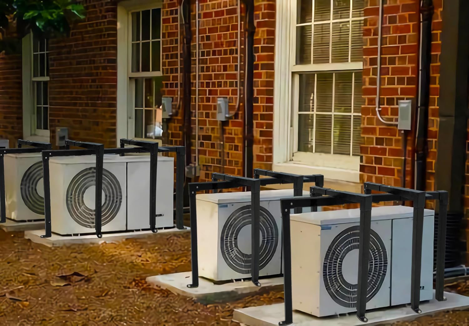 AC Security Cage, Adjustable Height and Width, Steel Air Conditioner Cage for Round or Square Shape incl. Anti-Theft Screws (Reinforced Version)