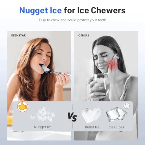 Nugget Ice Maker, Self Cleaning with One-Click Design