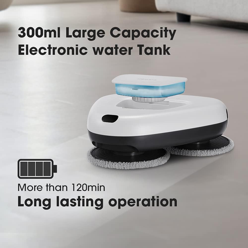 EVERYBOT Three-Spin, Heavy-Duty Wet Mopping Robot for Hard Floor Care with Super Easy & Simple Autonomous Cleaning and Extremely Silent Mopping Operation, Powered by Dynamic Spin Technology, White