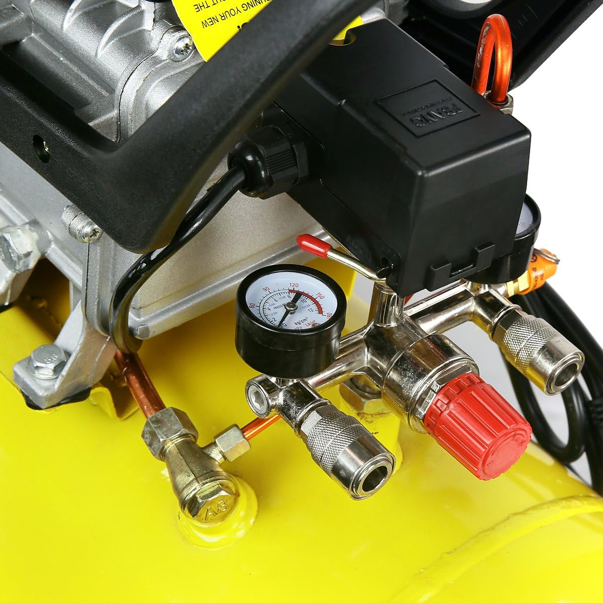Stark USA 10-Gallon Portable Air Compressor Horizontal Tank 3.5HP Air Compressor Quiet Compressor w/Wheel, Yellow