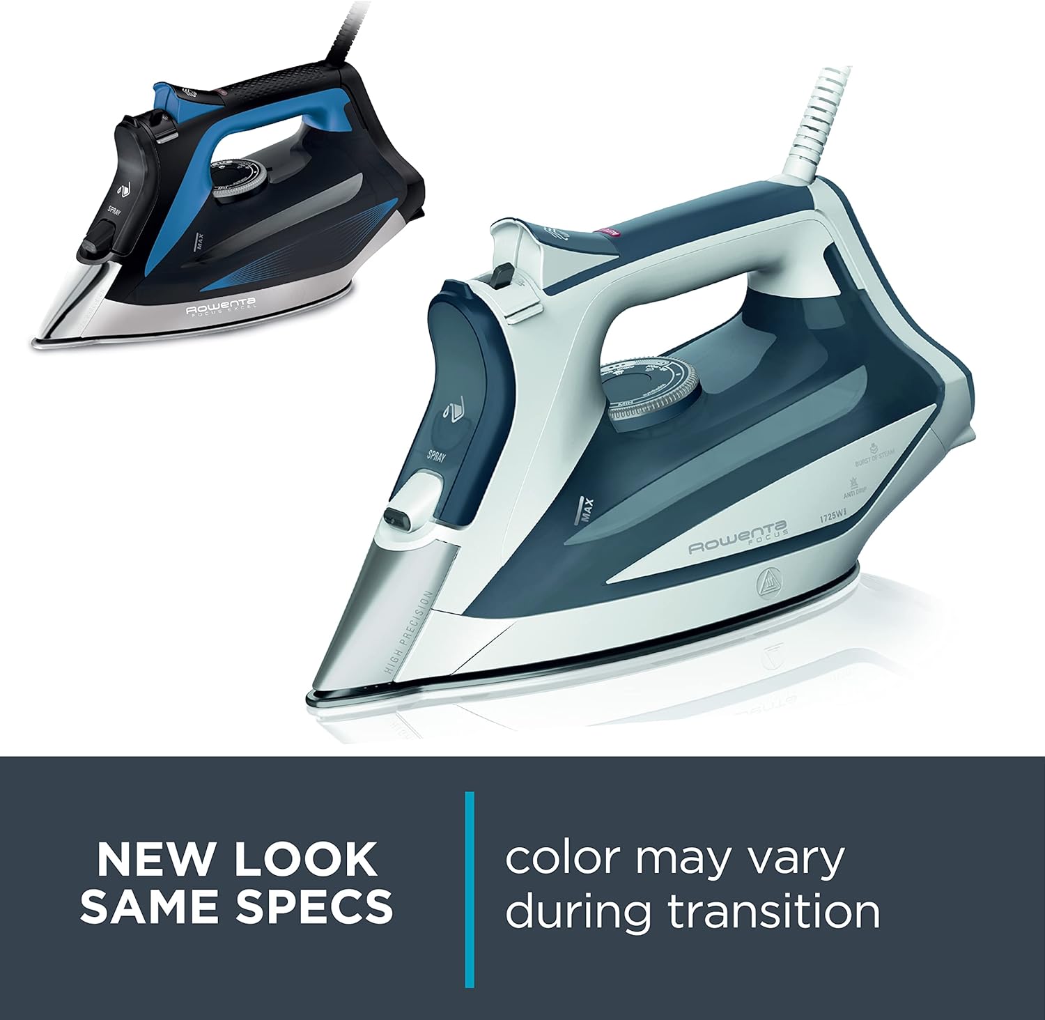 Rowenta Pro Master Stainless Steel Soleplate Steam Iron & Focus Stainless Steel Soleplate Steam Iron