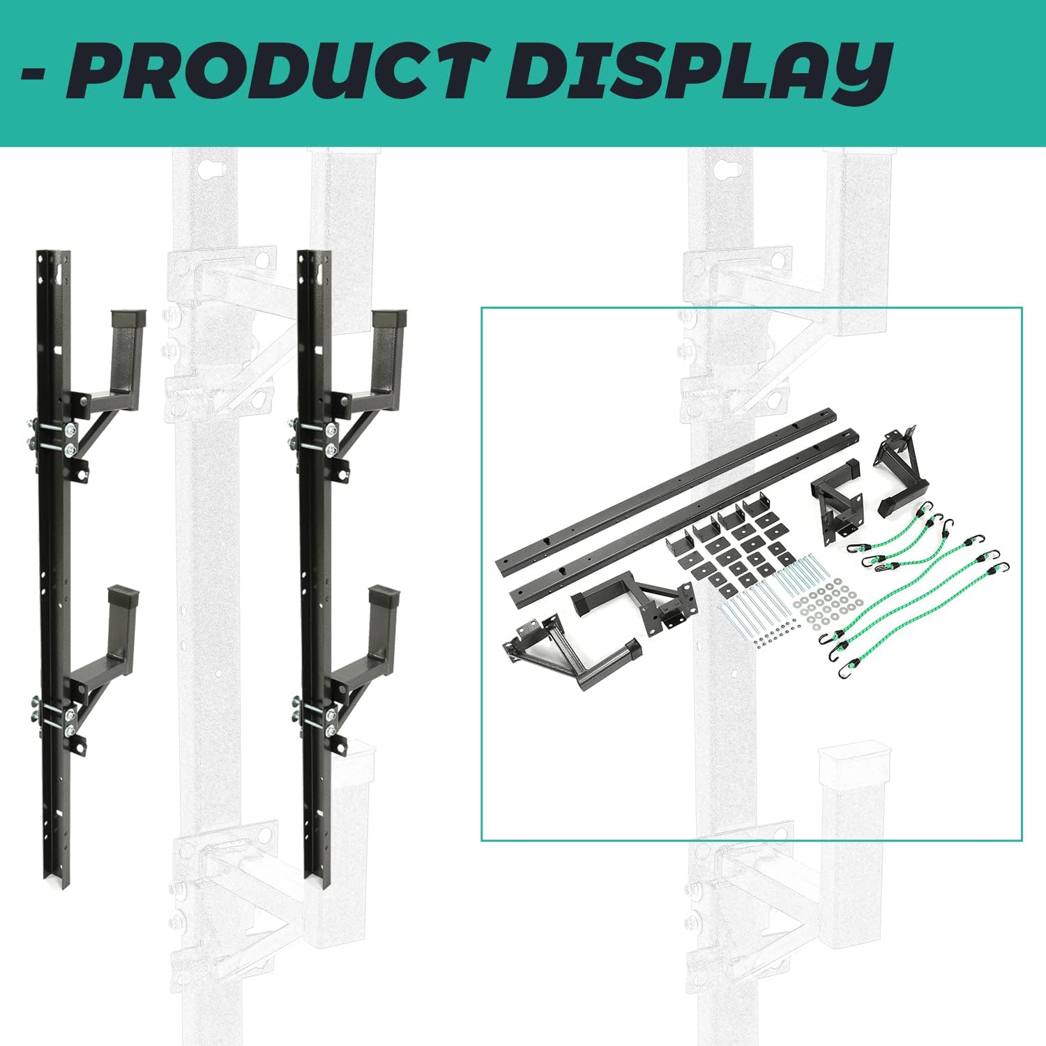 Kojem Adjustable Trailer Ladder Rack Universal Side Mount Trailer Ladder Rack Adjustable Fit for Enclosed Trailer Exterior Side Wall (Carry 2 Ladders)