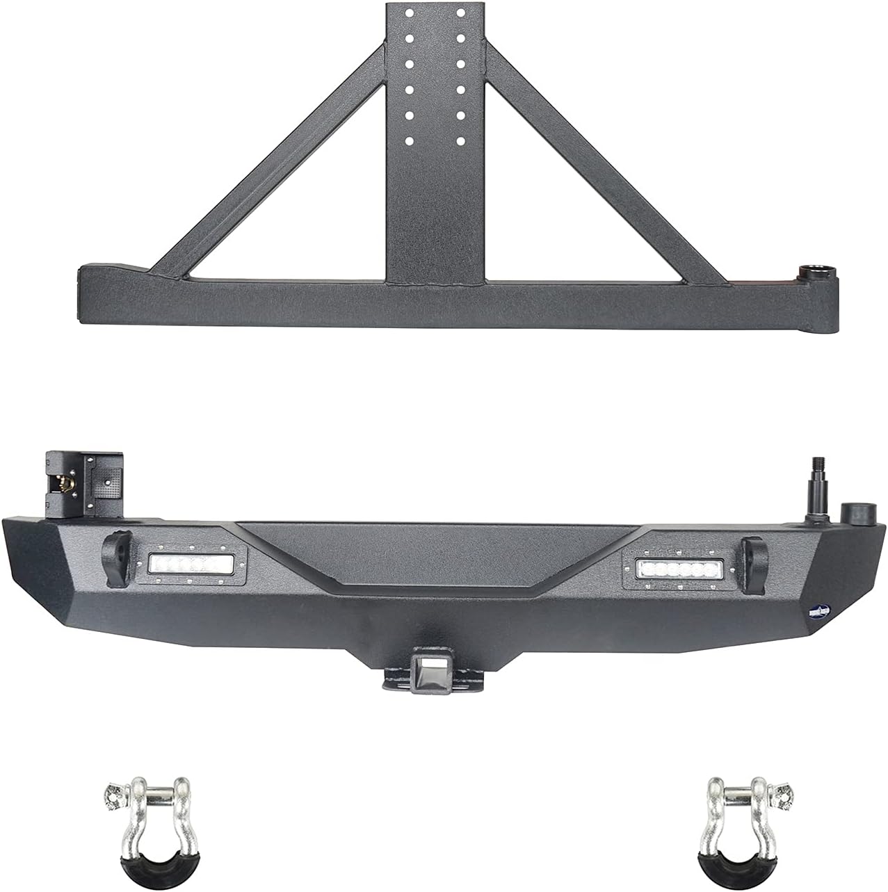 u-Box JL Solid Steel Rear Bumper w/ Spare Tire Carrier & LED Floodlights Compatible with Jeep JL & JLU Wrangler 2018 2019 2020 2021 2022