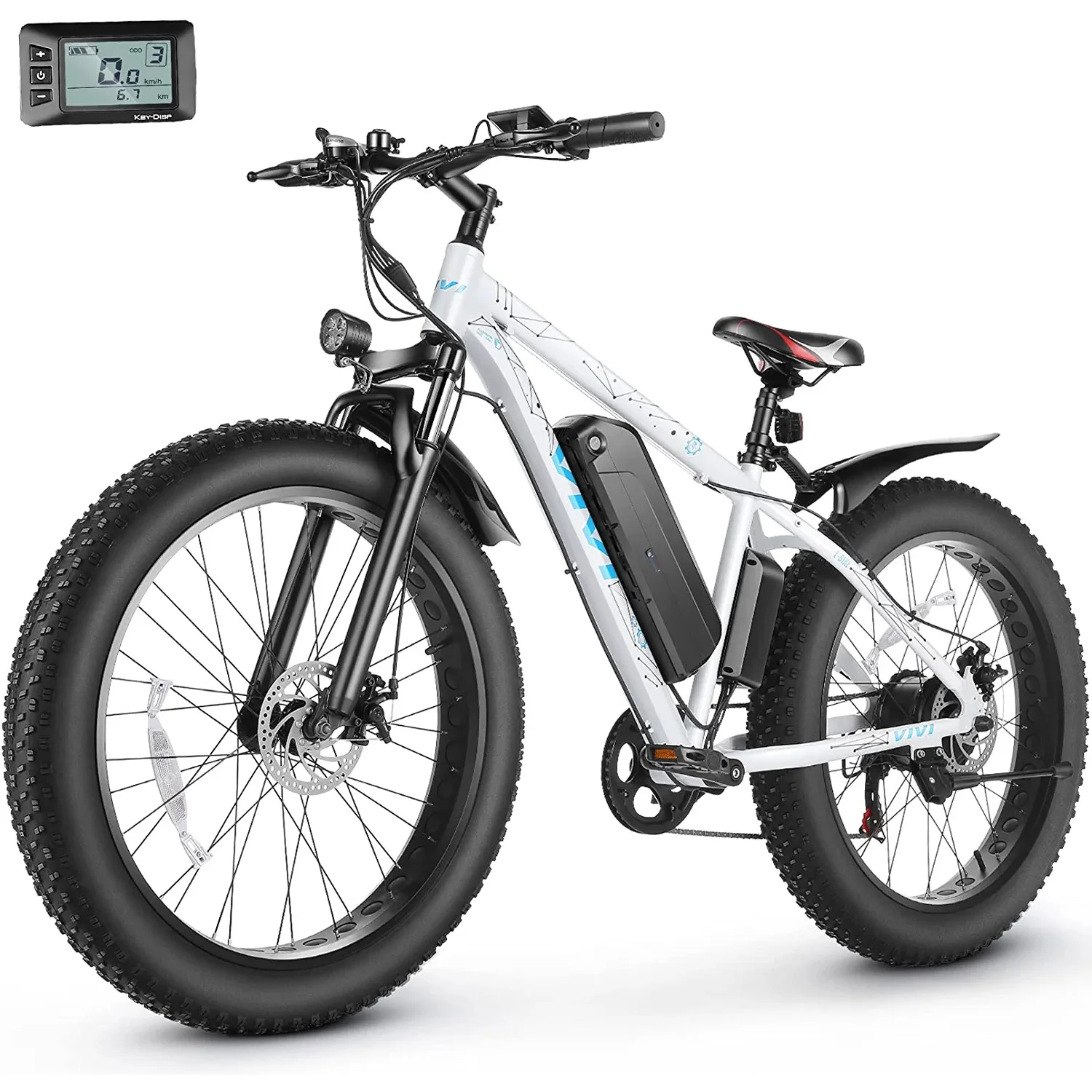 Vivi Electric Bike 26 x 4.0 Fat Tire Electric Bike 500W All Terrain Electric Bike 50 Miles Long Range Electric Mountain Bike Beach Bike Snow Bike