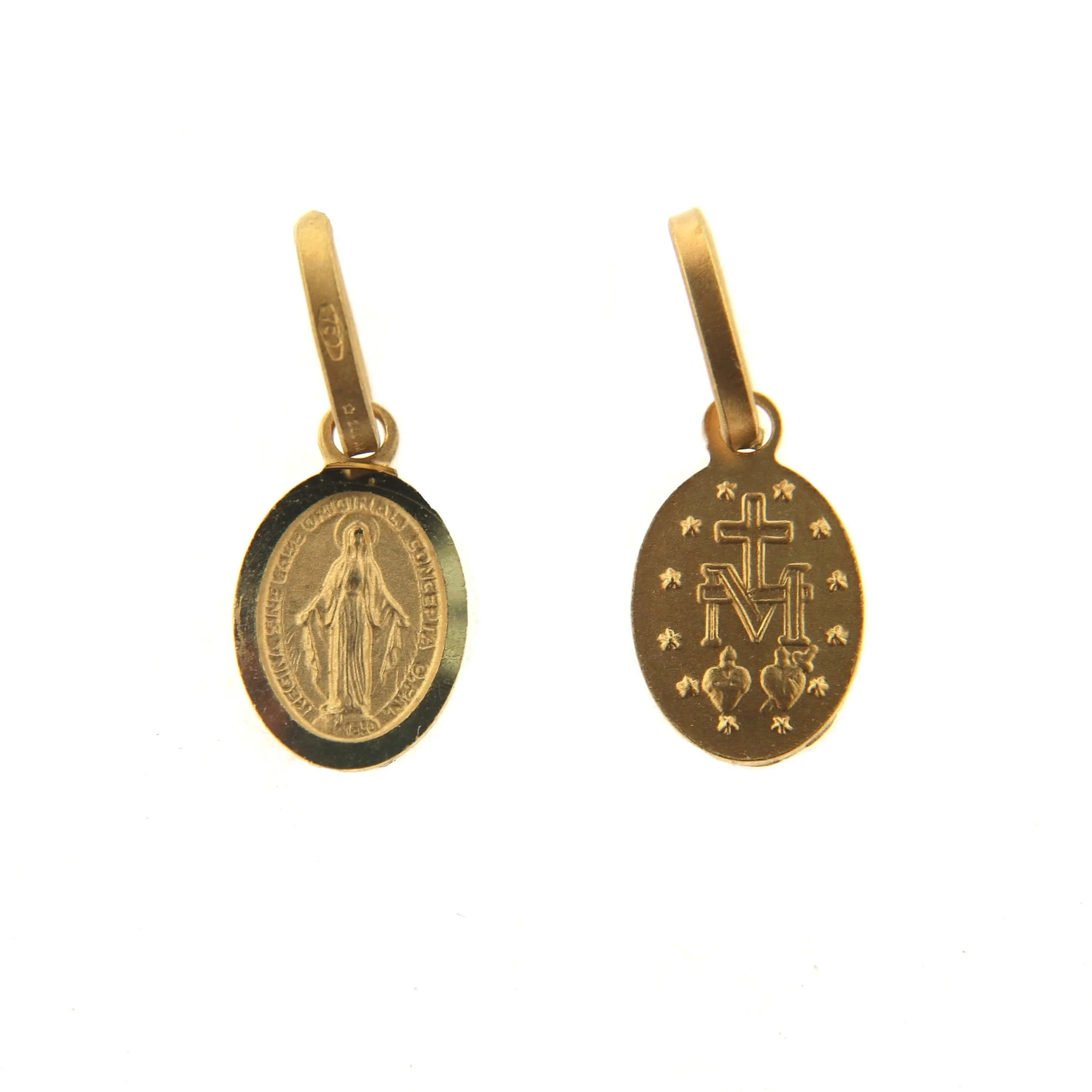 18k Solid Gold Small Miraculous Medal with Polished border