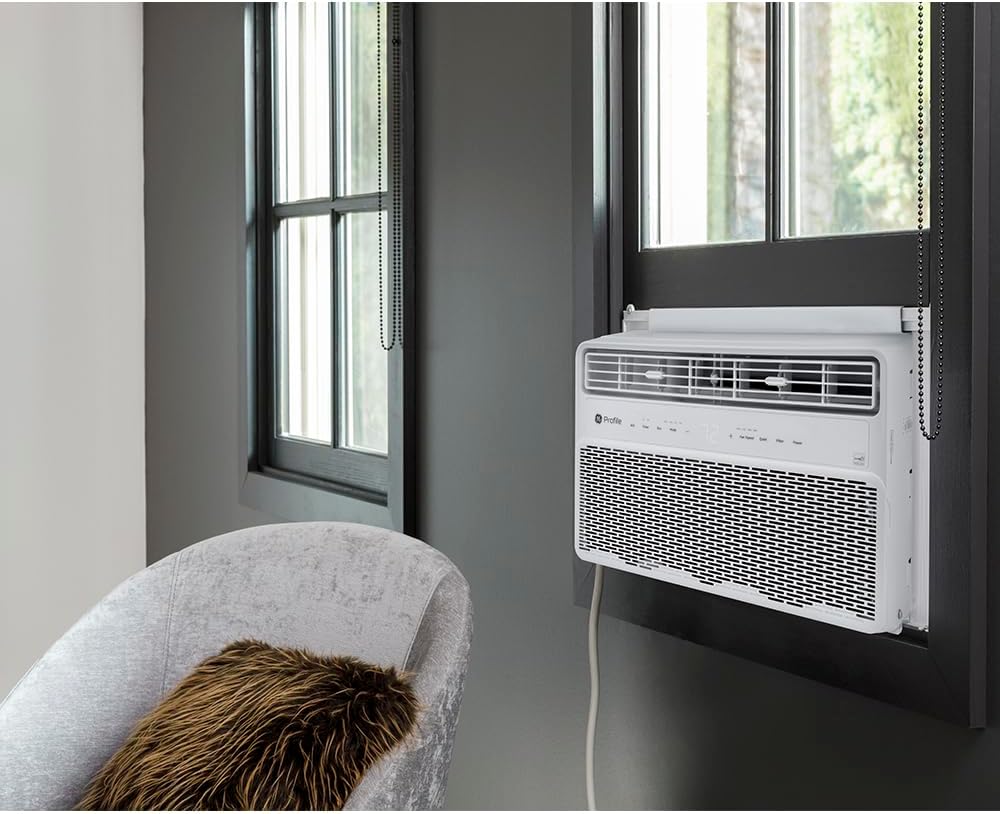 GE Profile Inverter Window Air Conditioner Unit 10,000 BTU with Energy Efficient AC Cooling up to 450 sq ft., Ultra Quiet, SMART Home Capable, Includes Remote and Install Kit, White