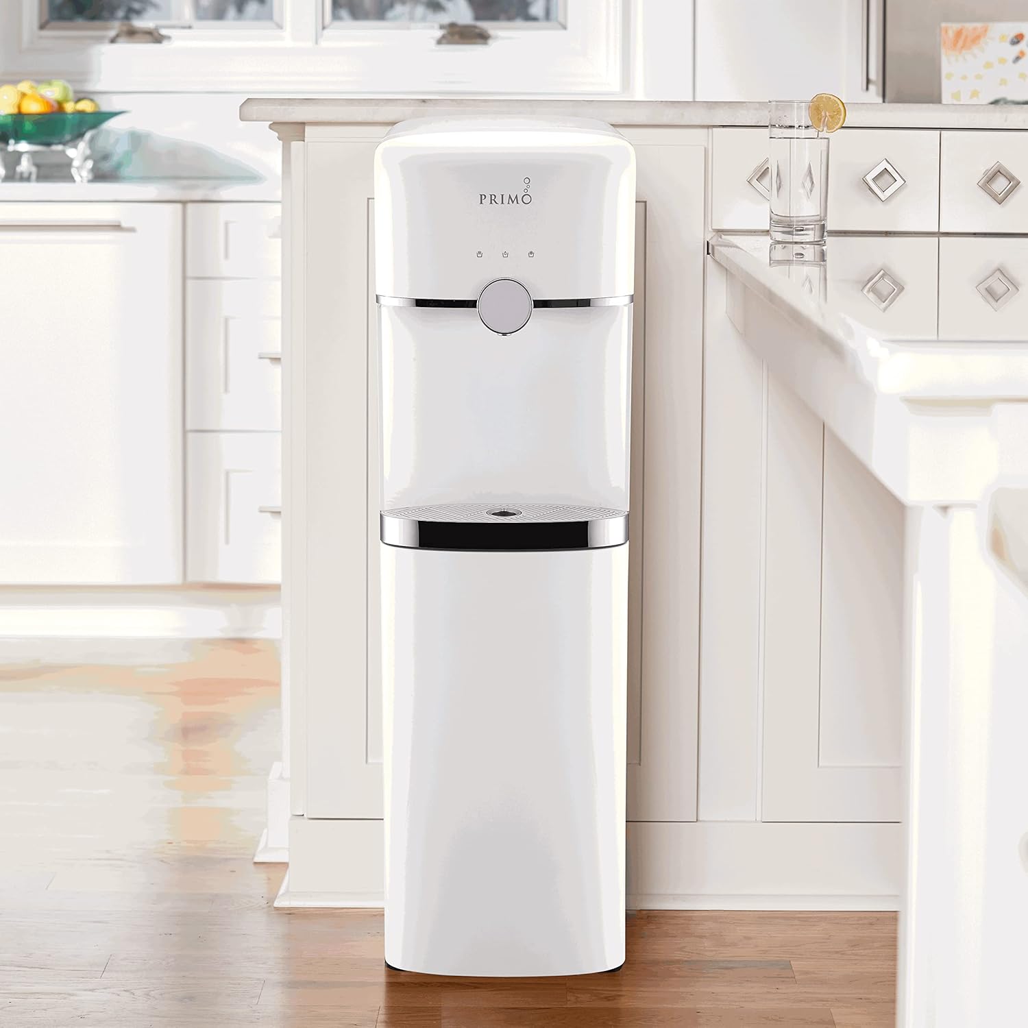 Primo Smart Touch Bottom-Loading Water Dispenser - 3 Temp (Hot-Cool-Cold) Water Cooler Water Dispenser for 5 Gallon Bottle, White, Touch Controls
