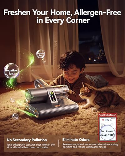 PureMatt Pro 35Kpa Max Suction AI Mattress Vacuum [100% Allergen, Dust Mite & Pet Hair Removal] Bed Vacuum Cleaner with UV Lights, Ultrasonic, HEPA Filter & Sensor, For Bed, Couch, Sofa, Titanium Gray