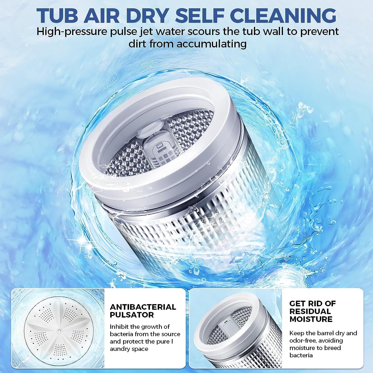 Portable Washing Machine 15.6 Lbs, Portable Washer 2.1 Cu.ft Compact Washer with Drain Pump, 10 Programs & 8 Water Levels, for Apartment/Dorm/RVs