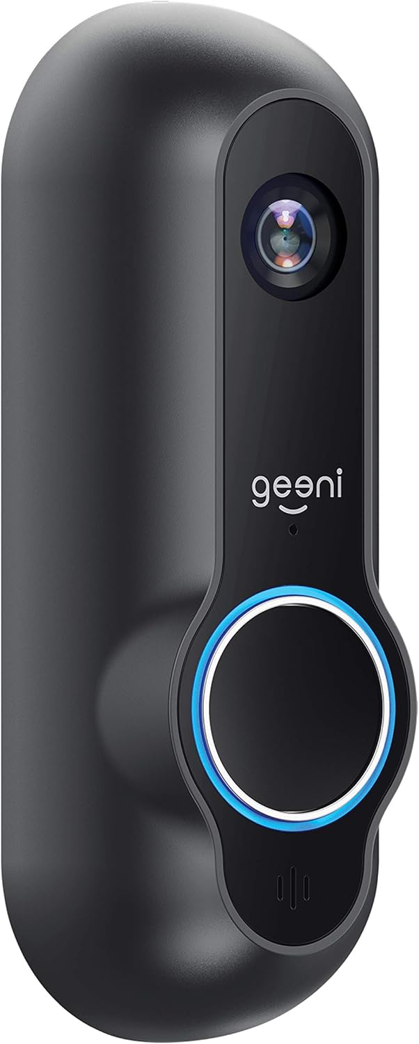 Geeni, DOORSCREEN Smart Wifi Doorbell, HD Camera Doorbell with Night Vision and Motion Sensor, Compatible with Alexa and Google Assistant, No Hub Required