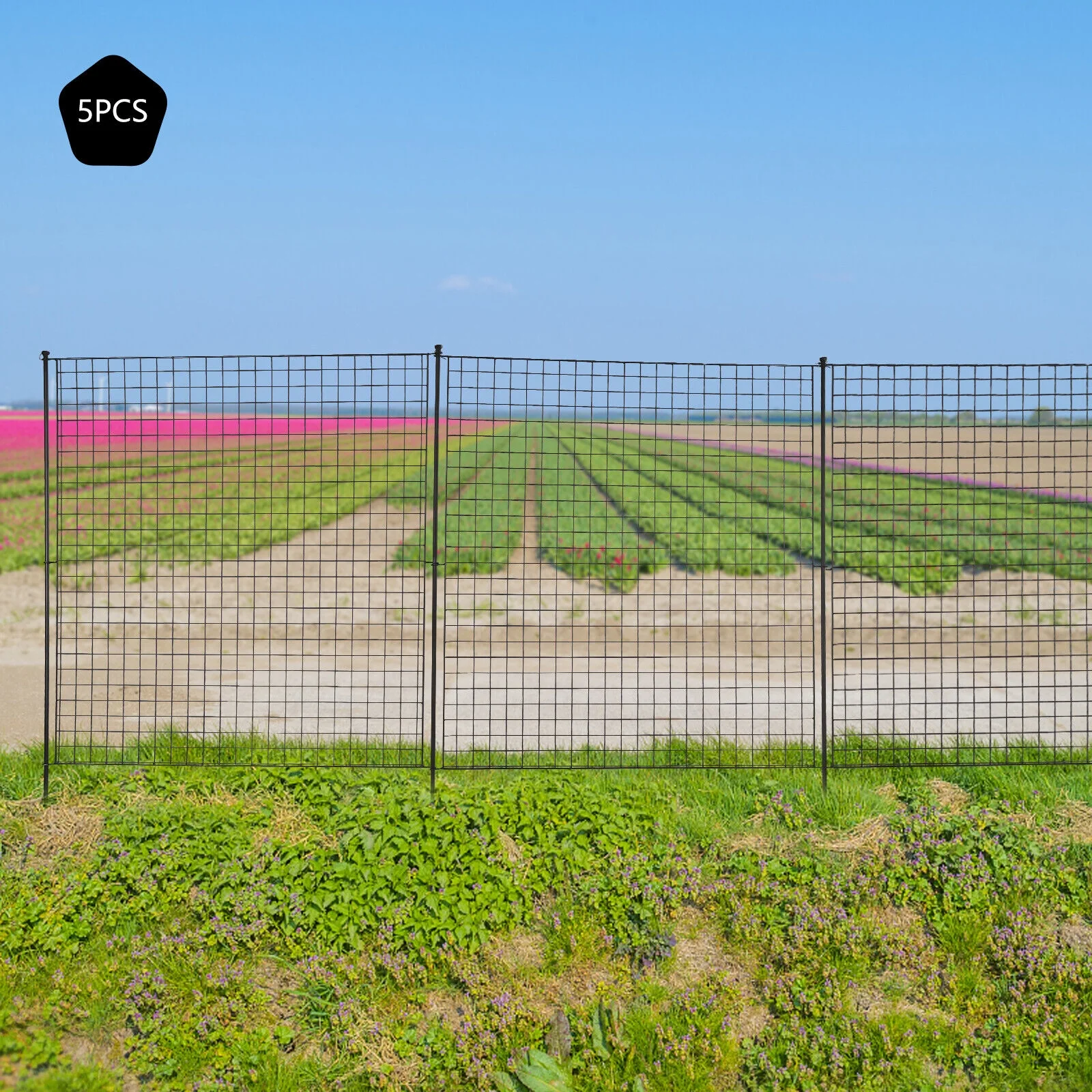 Miumaeov Garden No Dig Metal Garden Fence with Metal Gate Bundle Barrier 4 Panels+1 Gate - Curated Treasures Market
