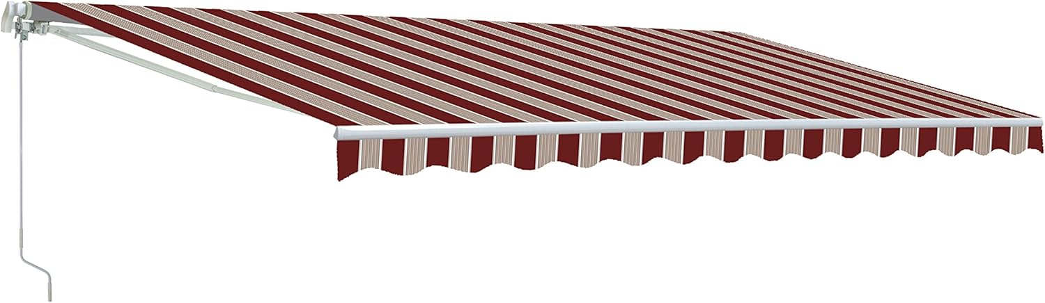 ALEKO Patio Awning 20x10 Feet Fabric Replacement - 100% Polyester Canopy, Cover, Sun Shade, Shelter for Yard, Deck, Balcony - UV Protection &ndash; Multi-Stripe Red - FAB20X10MSTRED19