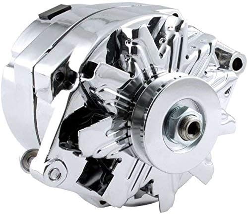 New High Output 100 AMP Alternator Chrome 1 or 3 Wire, Self Exciting Replacement For GM Chevy 10 SI 10SI DELCO BBC SBC 1965-1986 1100125, ADR0335C, 40012395