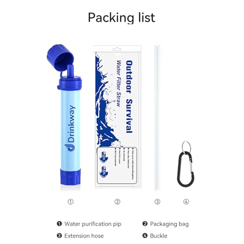 Portable Water Filter Water Purifier Portable Water Filter with Compass Emergency Lighting Camping Backpacking Travel Hiking Emergency Essentials 4000mAh USB Charging