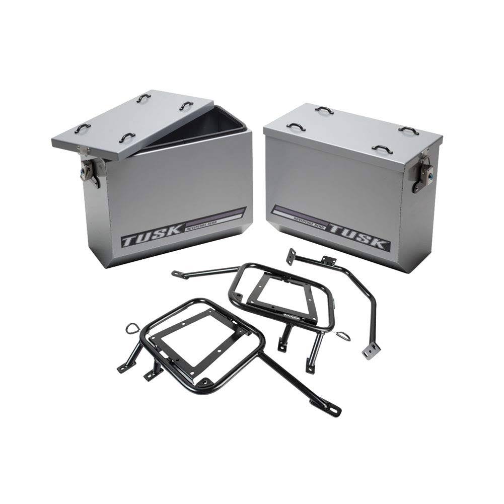 Tusk Aluminum Panniers with Pannier Racks Large Silver - Fits: Suzuki Dr-z 400s 2000-2009
