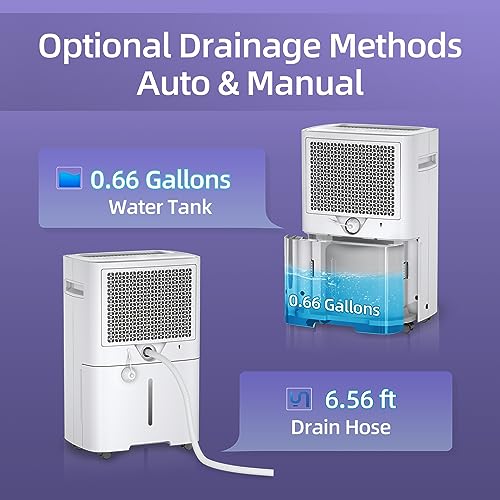 Waykar 50 Pints Dehumidifier for Home, 4500 Sq. Ft Dehumidifiers for Basement with Drain Hose, Auto-Defrost and Dry Clothes Function, Intelligent Humidity Control