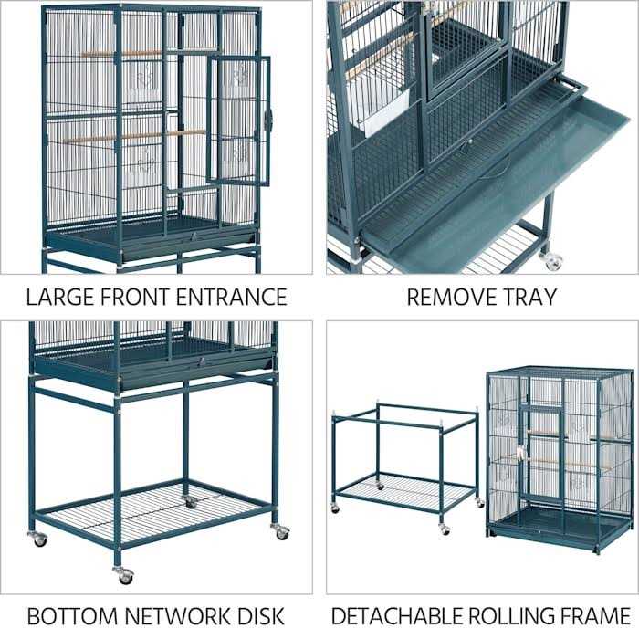 Topeakmart Metal Bird Cage with Rolling Detachable Stand - Pet Supplies online store