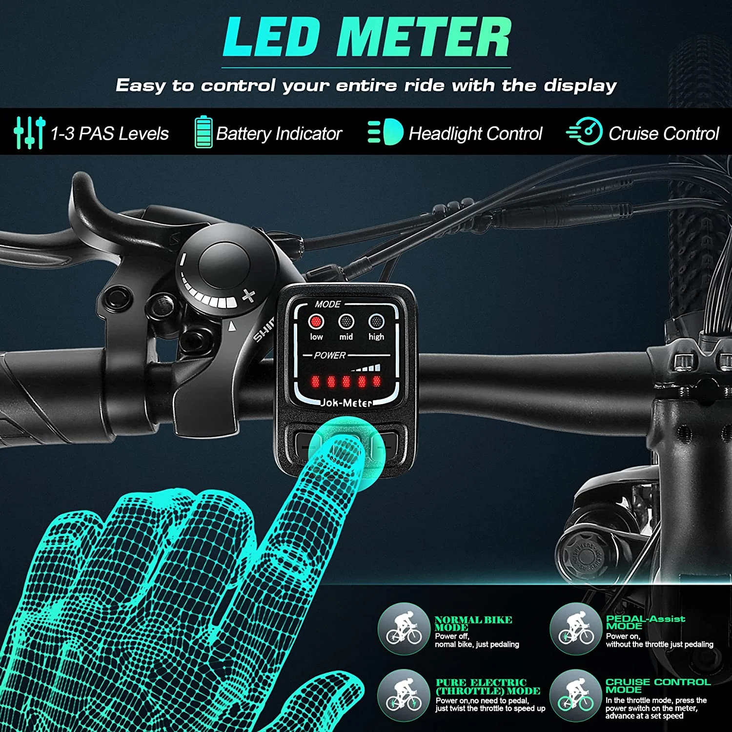 Vivi Electric Bike 26 Adult Electric Mountain Bike 500W Hardtail Electric Commuter Bike 21 Speed with Cruise Control Up to 20MPH & 50Miles