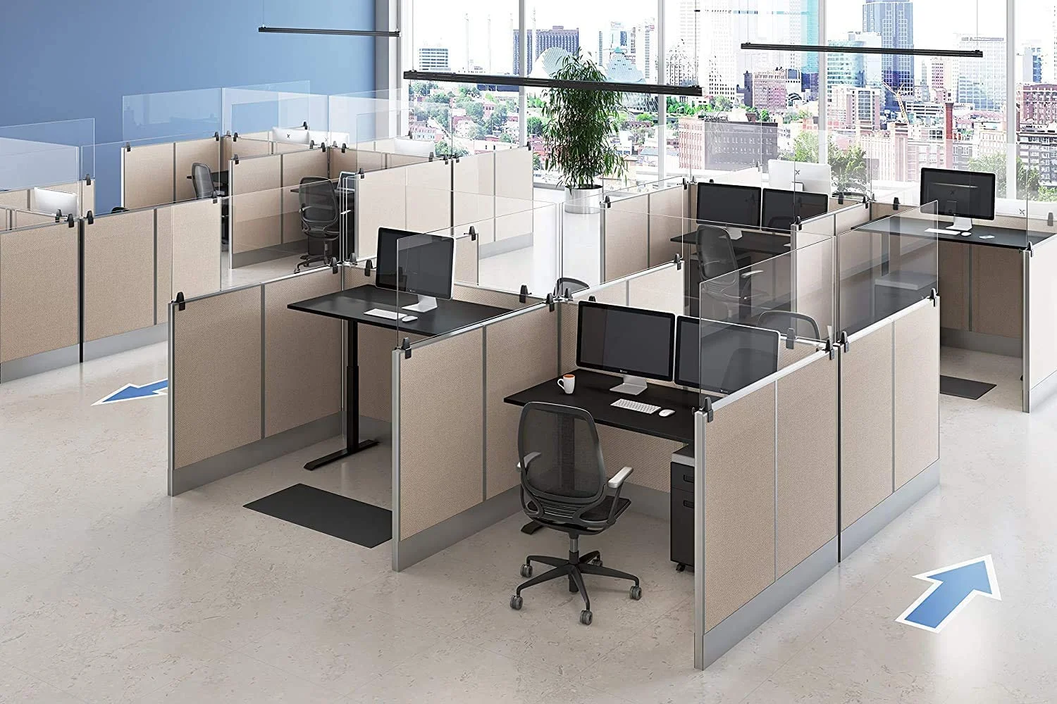 Clear Cubicle Wall Extender | Single 60 In X 30 In Panel | Clamp On Shield & Sneeze Guard | Portable Desk Divider For Desk Walls & Cubicles | For Offices, Libraries & More